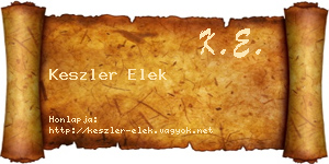 Keszler Elek névjegykártya